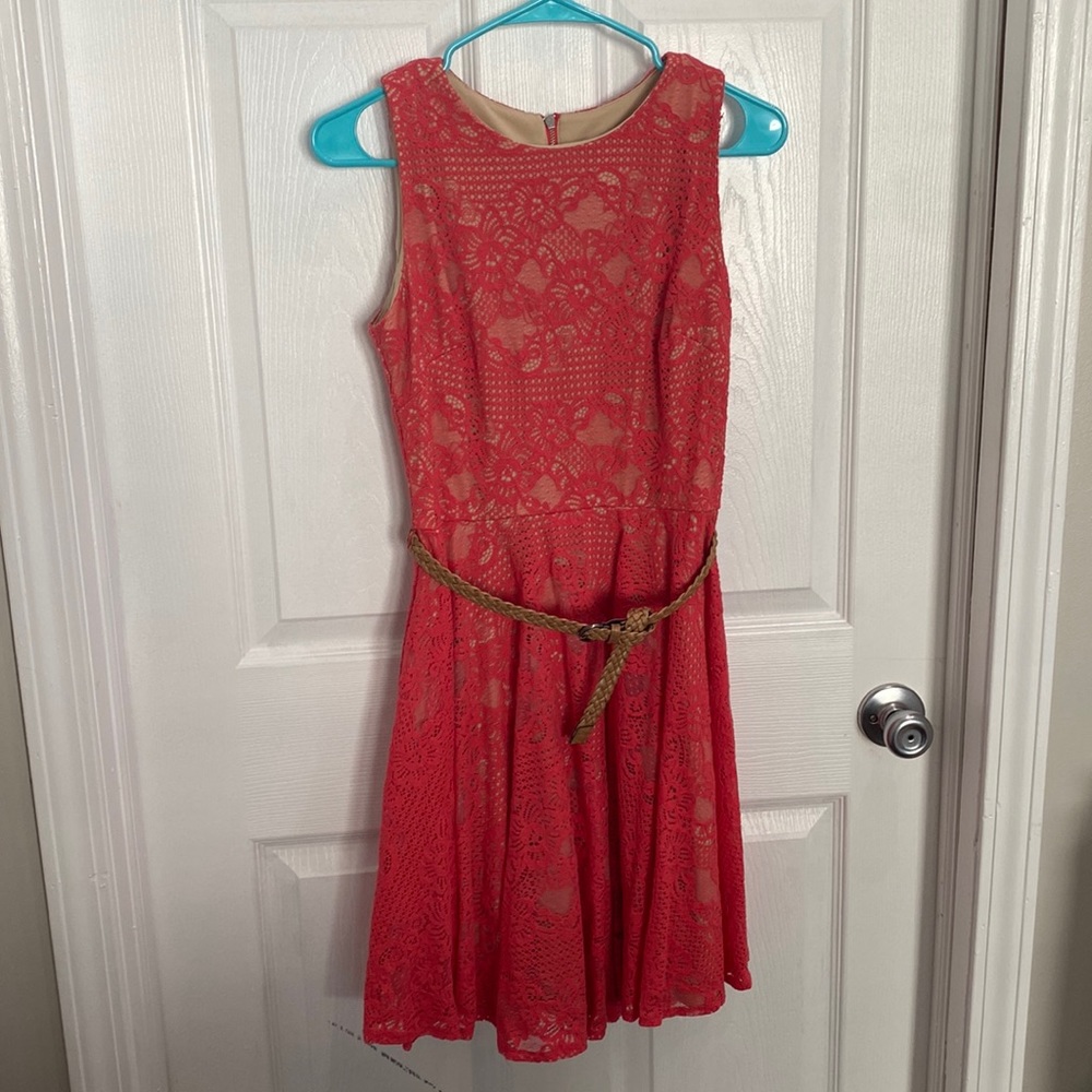 Lace coral pink dress
